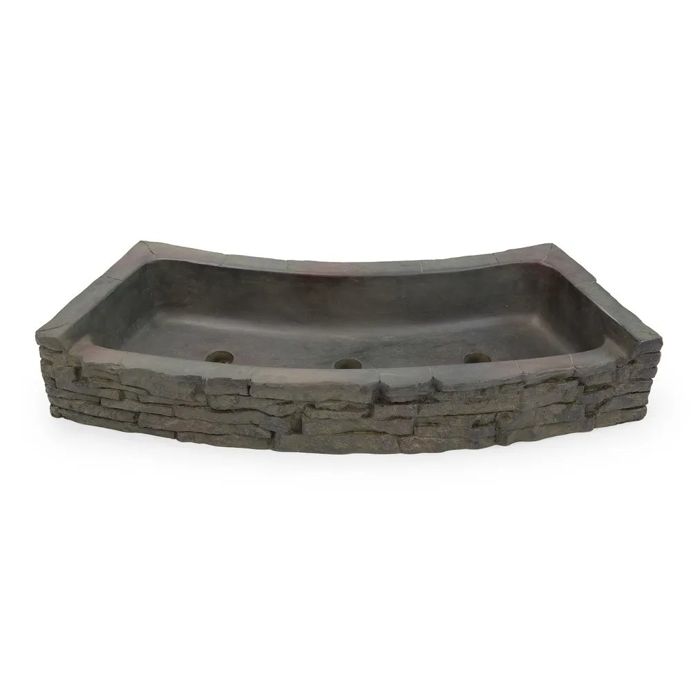 Rear-Spill Curved Stacked Slate Wall Topper - Image 3