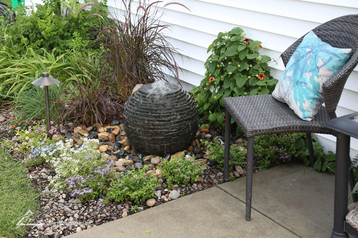 Small Stacked Slate Sphere Landscape Fountain Kit - Image 6